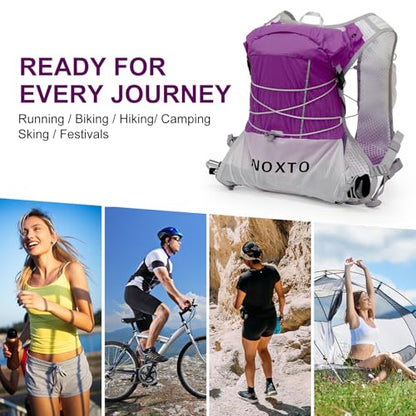 IX INOXTO Running Vest Hydration Backpack, Lightweight Running Backpack Hydration Pack with 1.6L Water Bladder Daypack for Trail Running Hiking Cycling Race Marathon for Women Men - color: Purple