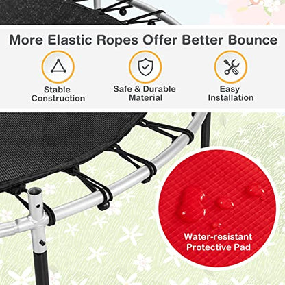 GYMAX Toddler Trampoline, 55” Trampoline for Kids with Bottom-to-Top All-Round Enclosure Net & Seamless Jumping Mat, ASTM Approved Easy Assembly Kids Mini Trampolines Indoor/Outdoor - color: Navy Blue