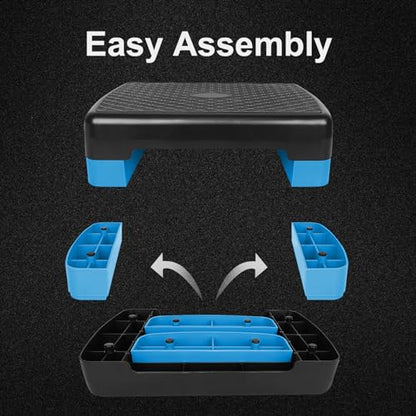 Exercise Workout Aerobic Step Platform Trainer, 18" Aerobic Stepper with 4"-6" Adjustable Height Risers