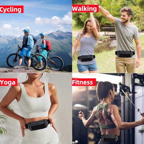 Ultra-Slim Waterproof Running Waist Pack with Dual Zipper，Slim Running ， Pouch Waist for Workout Jogging,Travel Money Running Gear Accessories