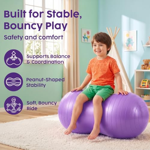 Hurtle Peanut Shaped Exercise Ball, Yoga Active Seat, Bounce Balance Desk Chair, Wiggle Flexible Sitting Ball for Kids, Boys, Girls and Adults - color: Purple
