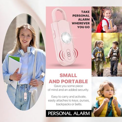 Personal Safety Alarm for Women, 130dB Loud Siren with SOS Strobe Light, Flashlight, 1000ft Audible Help Kids, Elderly Emergency Call, Self Defense Keychain for College Essentials - color: Pink