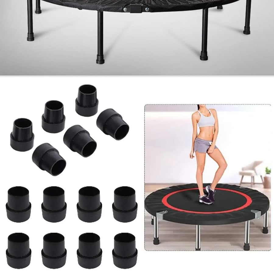 8 Pack Mini Rebounder Leg Floor Protectors 1" Round Rubber Folding Trampoline Leg Caps Tips Feet Covers Rubber Pads for Foldable Mini Trampoline Fitness Rebounder Indoor Exercise Trampolines