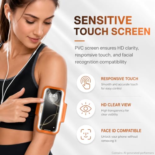 PORTHOLIC Running Armband Phone Holder with Earphone Pouch Fits up to 6.9"