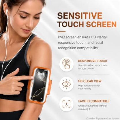 PORTHOLIC Running Armband Phone Holder with Earphone Pouch Fits up to 6.9"