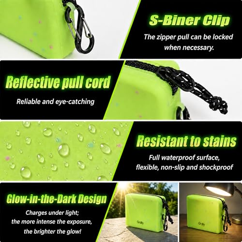 Glow in the Dark Coin Purse with Clip, Silicone Zipper Pouch, Change Purse