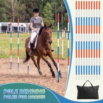 Junkin 10 Pcs 6ft Adjustable Pole Bending Poles, Horse Agility Set with Bag