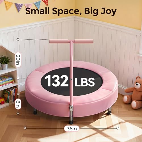 BCAN SP1 36'' Kids Toddler Trampoline Indoor, Foam Handle | FED Fitness - color: Pink-Classic