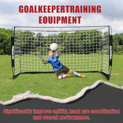 BaseGoal Soccer Goal for Backyard,with Bow Frame and Agility Ladder - size: 8x6 ft