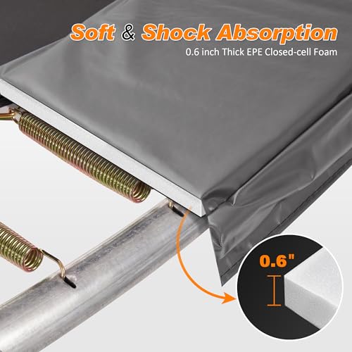 Exacme Trampoline Pad Replacement 16 15 14 13 12 10 8 Foot, Waterproof Safety Spring Cover Round Frame Pad, No Hole for Pole - color: Grey, size: Fit 10FT Frame Only, style: Without Opening Design