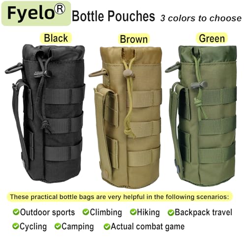 Tactical MOLLE Bottle Pouch Basic Style & Enhanced with Shoulder Strap - color: Brown-Basic