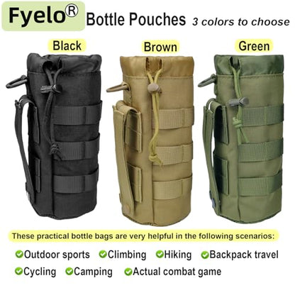 Tactical MOLLE Bottle Pouch Basic Style & Enhanced with Shoulder Strap - color: Brown-Basic