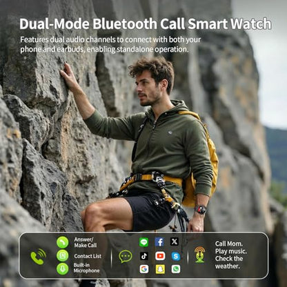 Soudorv Military Smart Watch for Men, 50+ Day Battery Life, Bluetooth Call - color: Black
