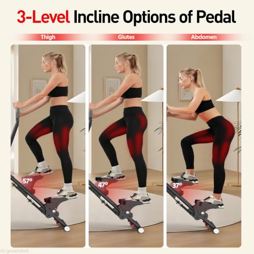 Steppers for Exercise at Home, Compact Folding Stair Climber with Quiet Shock-Absorbing Spring, Long Foam Grip, Stair Stepper for Full-Body Workout Equipment, Stair Stepper for Home