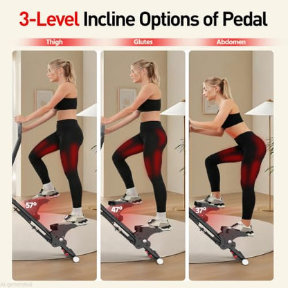 Steppers for Exercise at Home, Compact Folding Stair Climber with Quiet Shock-Absorbing Spring, Long Foam Grip, Stair Stepper for Full-Body Workout Equipment, Stair Stepper for Home