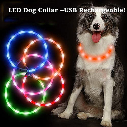 BSEEN Light Up Dog Collar, Glowing LED Dog Collar Rechargeable Cuttable Lighted Puppy Collar Safety Dog Lights Makes Your Beloved Dogs Be Seen at Night(Orange) - color: Orange-Standard(70cm)