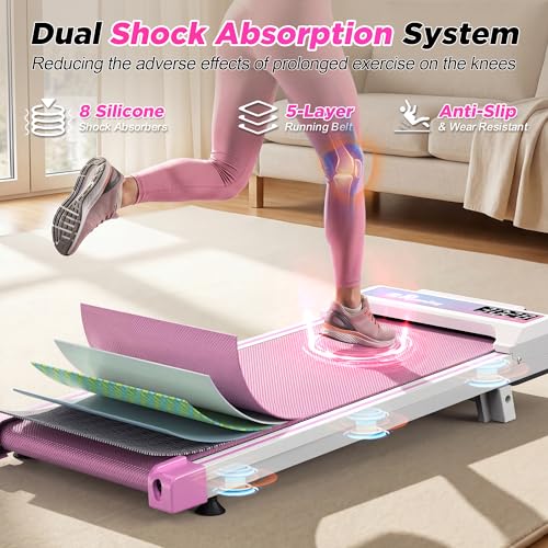 FYC Walking Pad with Incline for Home & Office - Under Desk Walking Pad Treadmill, Portable Walking Machine with Remote Control, LED Display, 300LBS Capacity, 2.5HP Quiet Motor - color: pink