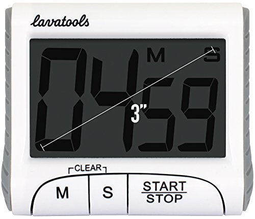 Lavatools KT1 Digital Kitchen Timer & Stopwatch, Large Display, Bold Digits, Simple Operation, Loud Alarm, Magnetic Kickstand for Cooking and Classroom - color: Milk