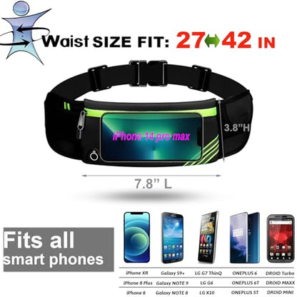 USHAKE Running Belt Fanny Pack for Women & Men, Phone Holder Waist Bag - color: Black-1