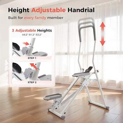 Stair Stepper for Home, Upgraded 3-Level Adjustable Resistance& Incline, Extra-Wide Non-Slip Pedals, LCD Counter with Phone Holder, 300 lbs Capacity Cardio Machine Foldable Design (White)