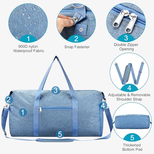 Carry On Luggage 22x14x9 Airline Approved, 40L Gym Duffle Bag for Travel - color: Blue, size: 40L