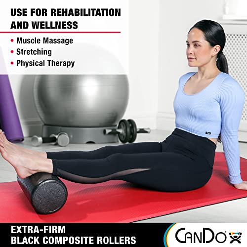 CanDo Black Composite High-Density Foam Rollers for Muscle Restoration Massage Therapy Sport Recovery and Physical Therapy 6" x 12" Round - size: 6" x 12", style: Round