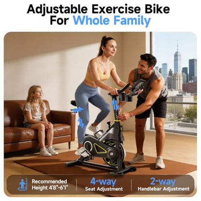 YPOO Exercise Bike Adjustable Magnetic Resistance 330LBS,APP Courses - color: Black