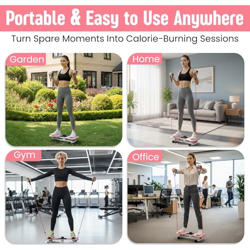 Waist Twister Exercise Fitness Tool, Ab Twister Board with Smart LED Digital Monitor, 300 lbs Capacity, 20dB Ultra-Quiet Noiseless, Anti-Slip Home Gym Equipment for Women Belly Fat Loss - color: pink