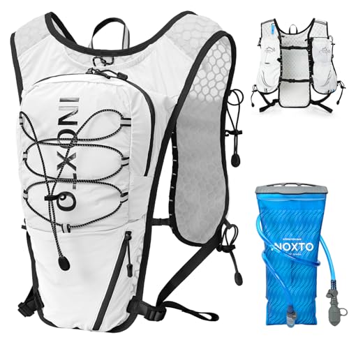 IX INOXTO Running Vest for Women Men, Adjustable Chest Straps Running Hydration Vest with 500ml Soft Flask, Lightweight Breathable Reflective Hydration Backpack for Hiking - color: White with 1.6L