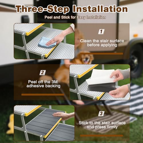 RV Step Covers 4 Pack, 24"x7.5", 6mm Thick High-Density EVA Foam: Self-Adhesive, Non-Slip RV Stair Covers. Trimmable Waterproof for Trailers, Camper, Motorhome. (Space Gray) - color: Space Gray