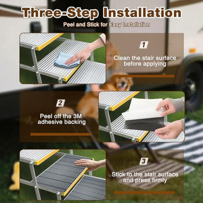 RV Step Covers 4 Pack, 24"x7.5", 6mm Thick High-Density EVA Foam: Self-Adhesive, Non-Slip RV Stair Covers. Trimmable Waterproof for Trailers, Camper, Motorhome. (Space Gray) - color: Space Gray