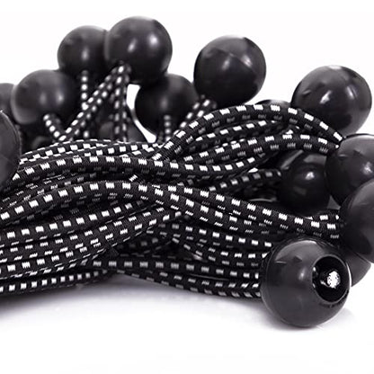 Kotap BB-9B Ball Bungee Cord, Heavy-Duty & Versatile, Indoor & Outdoor, Tarp Tie-Down, Organize & Secure, 9-Inch, Black, 50 Pack - size: 9 Inch, style: 50-Pack