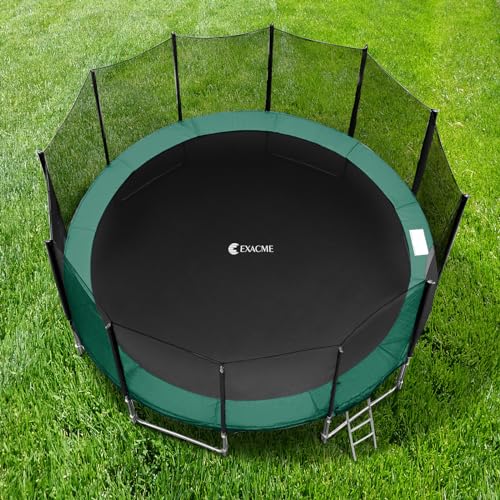 Exacme Trampoline Pad Replacement 16 15 14 13 12 10 8 Foot, Waterproof Safety Spring Cover Round Frame Pad, No Hole for Pole - color: Green, size: Fit 13FT Frame Only, style: Without Opening Design