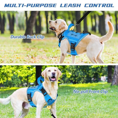 WINGOIN Blue Tactical Dog Harness for Small Dogs,No Pull Dog Harness - color: Blue, size: Small: 15-30 lbs (Chest:20-26",Neck:15-18")