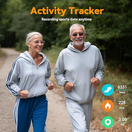 Smart Watch Senior Friendly No App No Phone Required, Waterproof Pedometer - color: Black