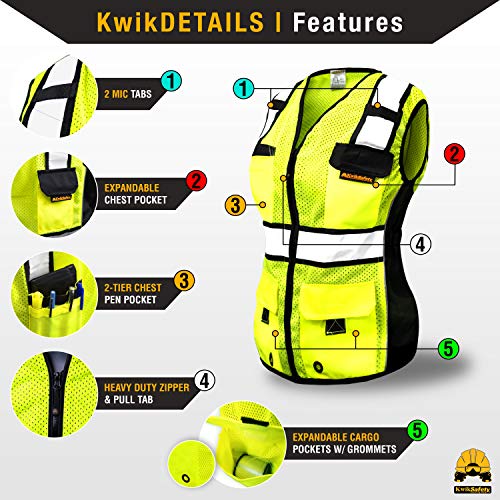 KwikSafety RoadBOSS Econ & Premium Safety Vest for Women Class 2 ANSI OSHA - color: Yellow, size: Large