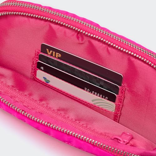 Pander Nylon Fanny Pack Belt Bag for Women with 5 Zipper Pockets - color: Sonic Pink