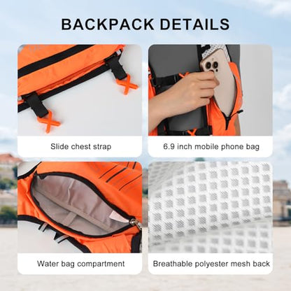 INOXTO Running Hydration Vest Backpack,Lightweight Insulated Pack with 1.5L Water Bladder Bag Daypack for Hiking Trail Running Cycling Race Marathon for Women Men - color: Orange stripes