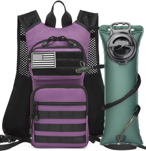 Insulated Hydration Pack Hiking Water Backpack Running Vest with 3L TPU Bladder Bag for Marathon Cycling Men - color: Purple Deep T