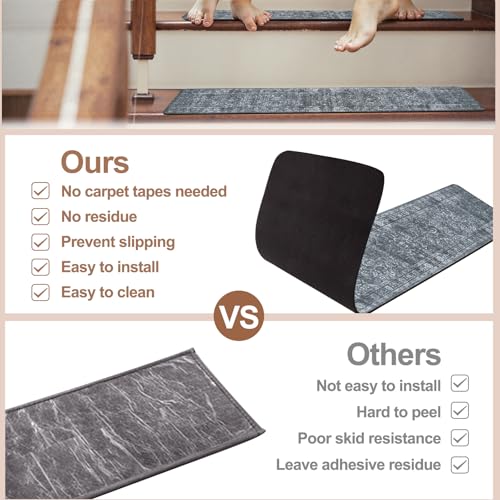 OJIA Stair Treads Non-Slip Stair Runner for Wooden Steps 15PC 30"x8" - color: Dark Gray, size: 30" x 8"