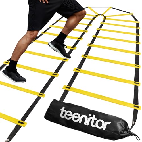 Teenitor Agility Ladder Speed Ladder Training Ladder for Soccer, Speed, Football Fitness Feet Training Carry Bag Agility Training Equipment 13 rungs, 23 feet - color: ‎Yellow