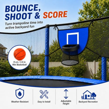 Trampoline Basketball Hoop Set, 4 Mini Balls & Pump Included
