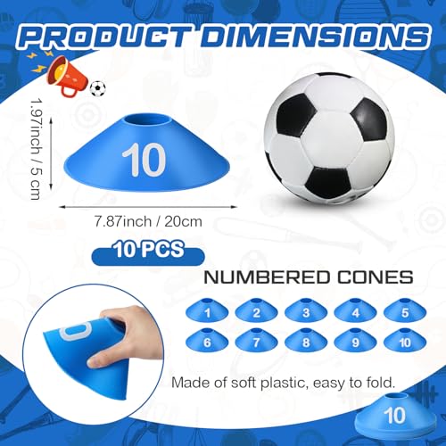 10 Pcs Numbered Sports Disc Cone with Mesh Carry Bag - color: Blue