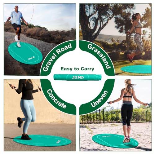 Jump Rope Mat Outdoor Indoor,Oval 52'' x 36'' Non-slip Fitness Exercise Mat - color: Green