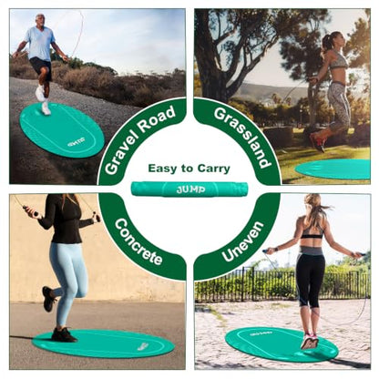 Jump Rope Mat Outdoor Indoor,Oval 52'' x 36'' Non-slip Fitness Exercise Mat - color: Green
