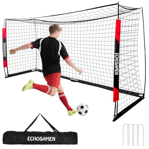 Kids Soccer Goals for Backyard, 2 of 6 x 4 ft Kids Soccer Goal Set Soccer Net with 10 Soccer Cones, Agility Ladder & Carry Bag, Portable Soccer Training Equipment. - color: Black&Red, size: 12X6FT