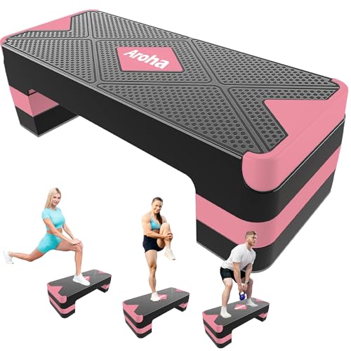 Aerobic Step Platform, Non Slip Adjustable Height Step Trainer - color: Pink