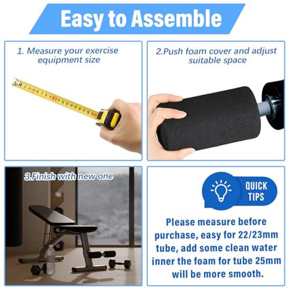 Deekin 4 Pcs Foam Foot Pad Rollers Buffer Tube Cover for Exercise Machine Home Gym Equipment Replacement Pads for Leg Extension Weight Bench Inversion Table (0.87 x 2.95 x 5.71 Inches) - size: 0.87 x 2.95 x 5.71"