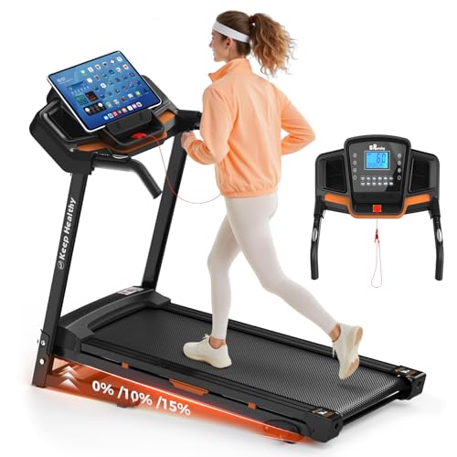 Treadmills for Home with Incline, 16in Wide Belt, App, Bluetooth, 8.5 MPH Walking Pad Treadmill Running Machine 330 Lbs Capacity, Pulse Heart Rate Sensor, 3.5HP Quiet Brushless Motor - color: Orange