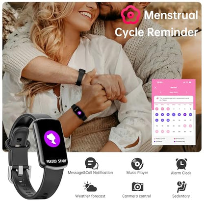 Health Fitness Tracker with 24/7 Heart Rate, Smart Watch with Blood Pressure and Blood Oxy-gen Monitor, Bulit-in 120+ Sport Mode, Sleep Tracking Waterproof Activity Tracker for Women Men - color: Black
